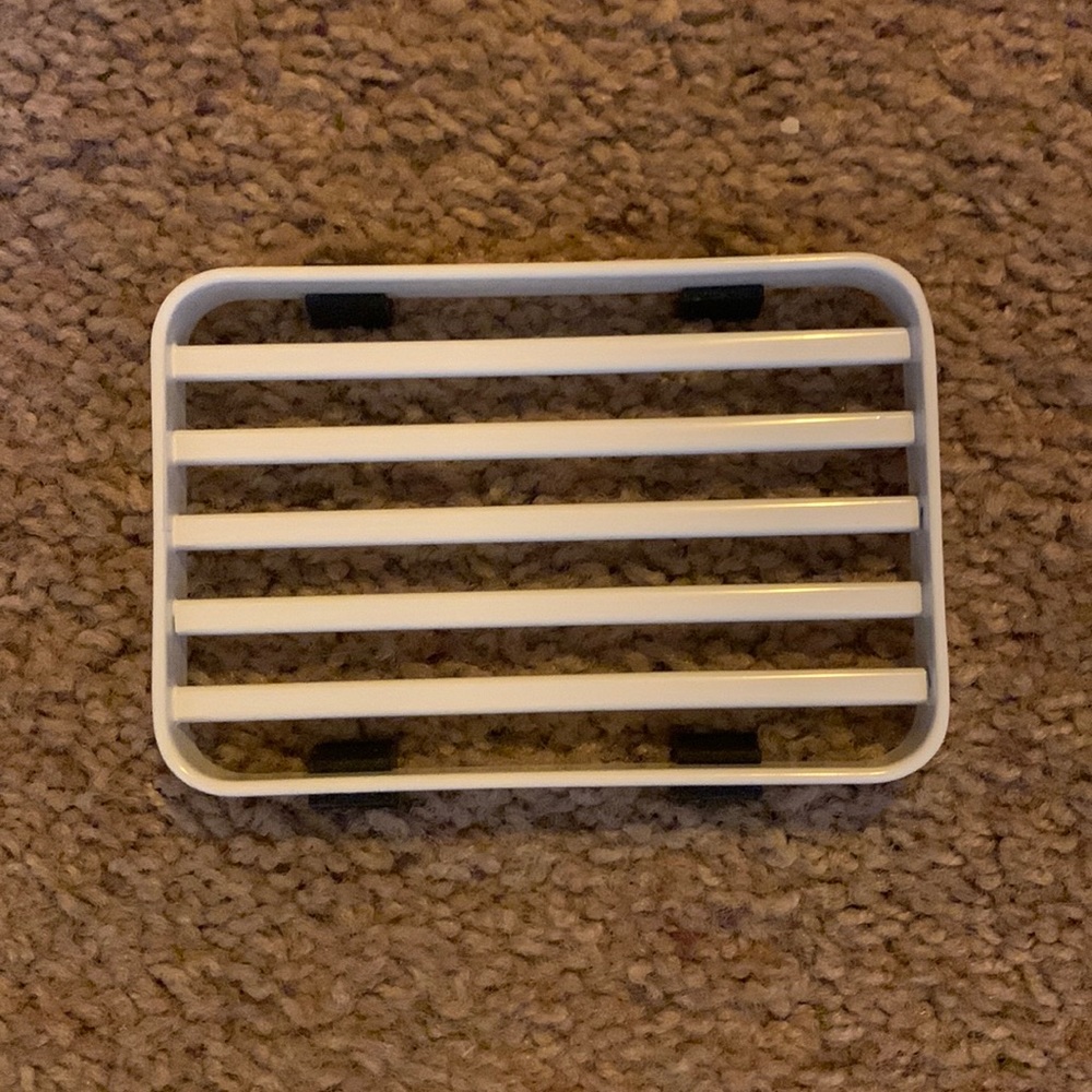 Tower Bar Soap Tray in White with Black Rubber Feet